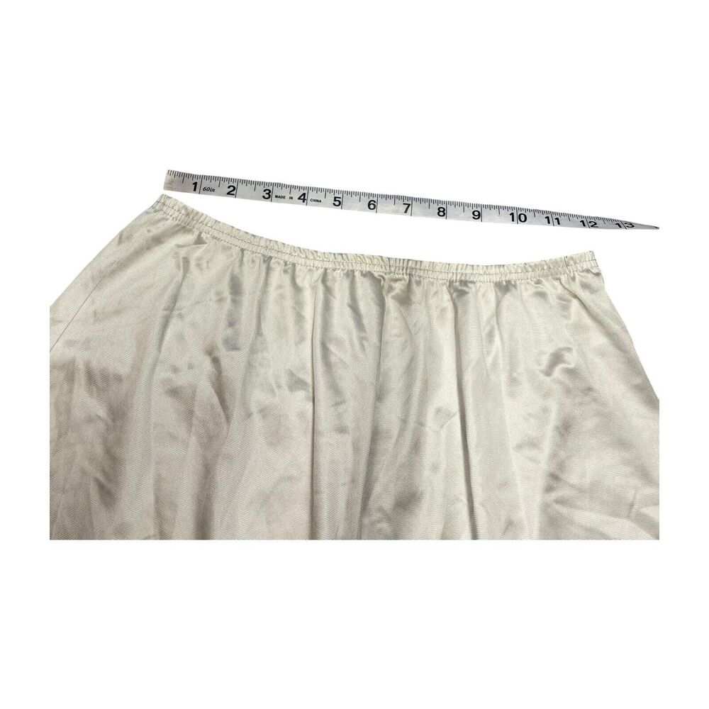 JCPenney A-Line Slip Women's Medium Ivory 100% Nylon Lace Hem Elastic Waist - Picture 6 of 6